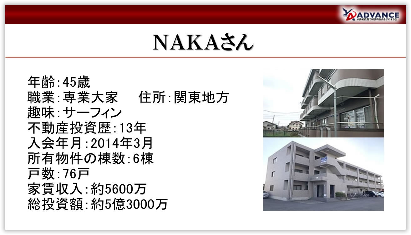 第12回 サラリーマンを卒業してからも、金融機関を開拓し物件を購入できている ／NAKAさん